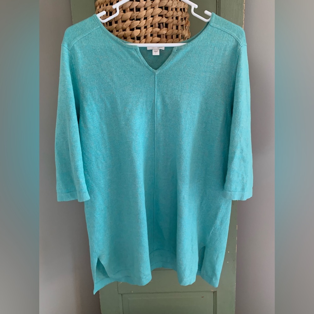 J.Jill Blue Sweater-Material Top, Large